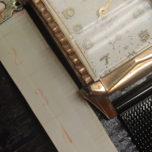 Avalon art deco mechanical watch domed steel milanese strap 10k rgp 22x38mm runs - Picture 5 of 14